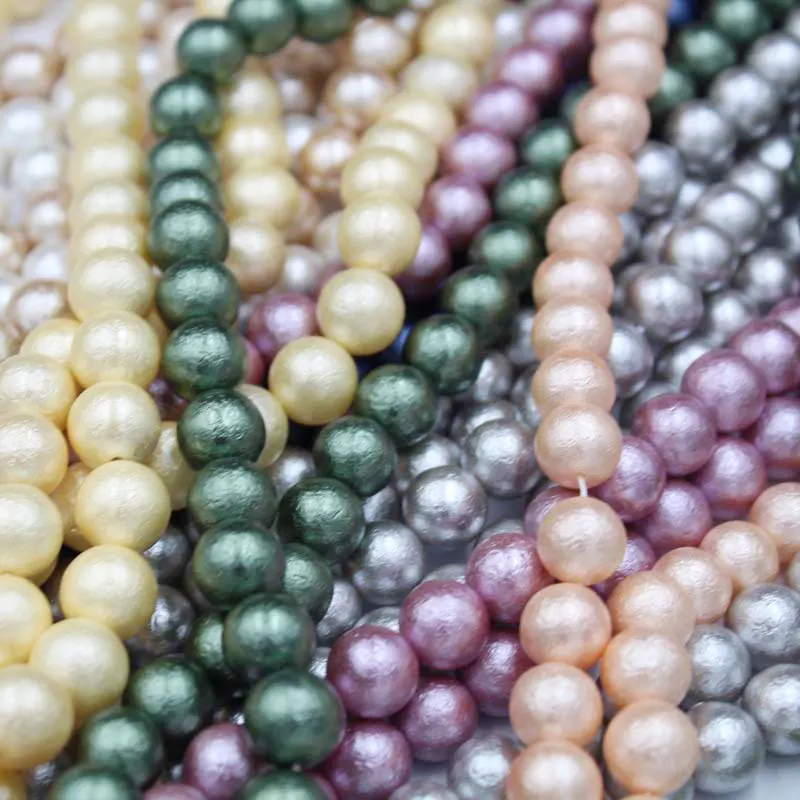Perline antirughe, perle di conchiglie di cotone, accessori per gioielli all'ingrosso di perle allentate con foro dritto