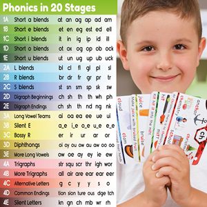Schede Flash per i bambini imparano a leggere digrafi in CVC si fonde suoni vocalici lunghi giochi Homeschool attività di studio educativo - Product Image 3