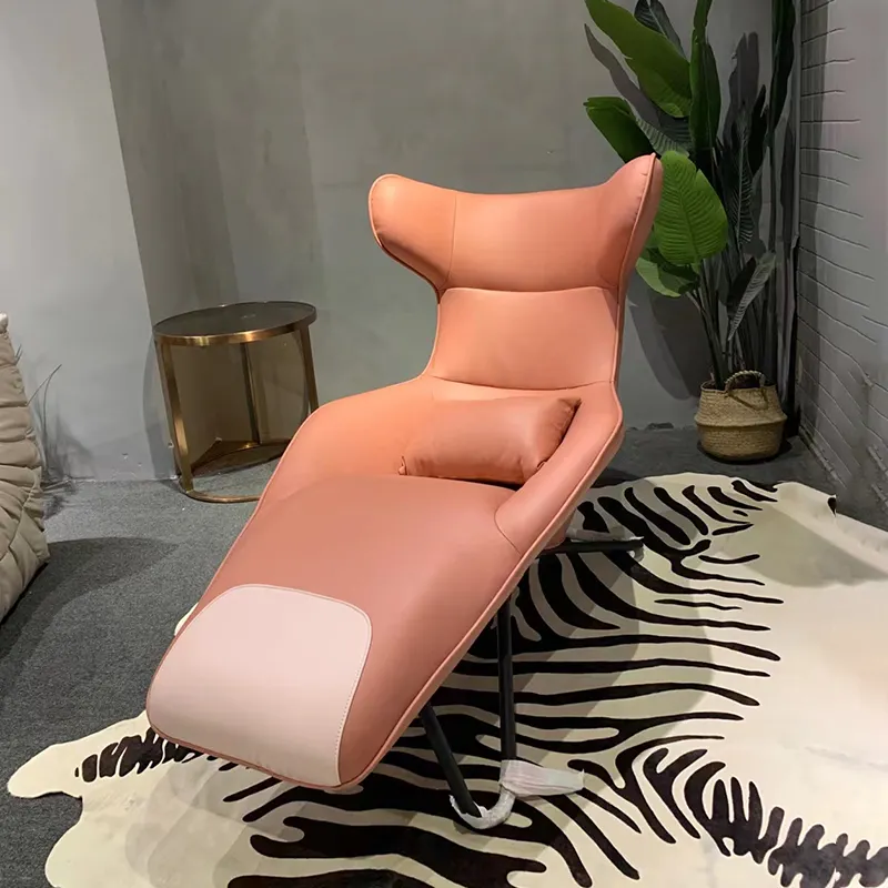 Sofá reclinable individual de diseño nórdico, silla de cuero con respaldo de langosta, para sala de estar