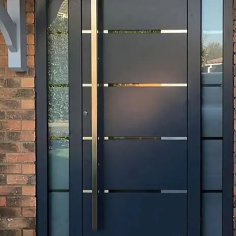 Puerta de entrada de Villa de lujo de diferentes estilos, puerta de acero inoxidable, manija de Metal, entrada frontal de seguridad, puertas principales, puerta de aluminio pivotante