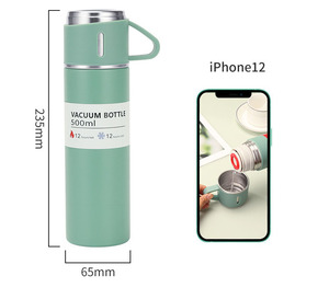 2025 Sinh Thái Thân Thiện Với 500Ml Đôi Tường Chân Không Thép Không Gỉ Chân Không Phích Cách Điện Chai Nước Với 3 Nắp - Product Image 5