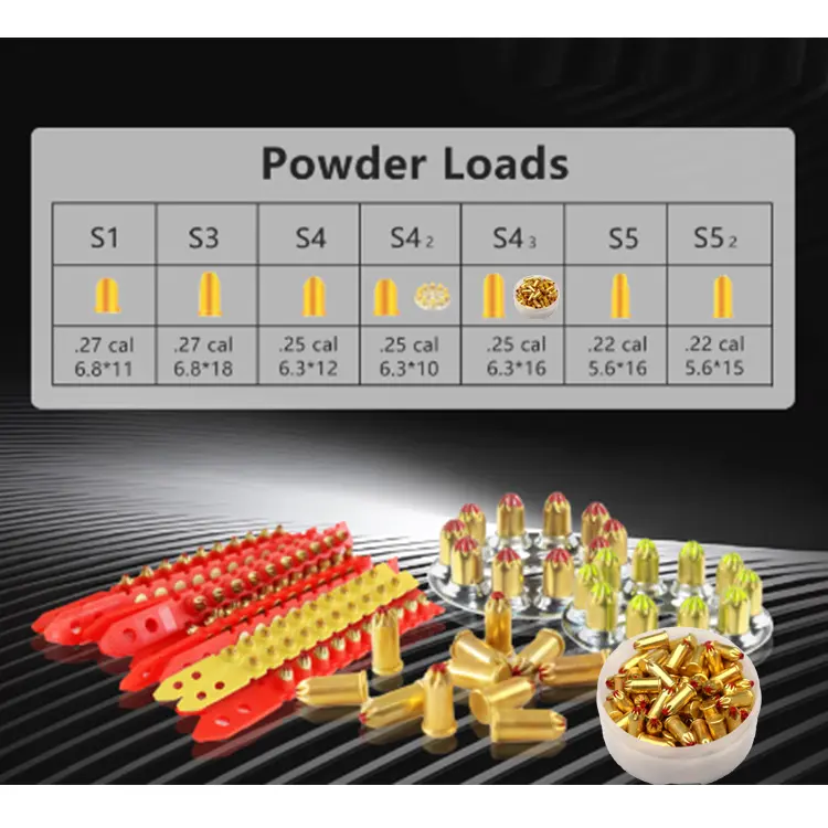 S1 6,8X11 S1JL 27 Cal Strip Shot Pistola de clavos en blanco Tornillo Cargas en polvo Disparos Cartucho de clavos Cargas de potencia para pistola de clavos de hormigón