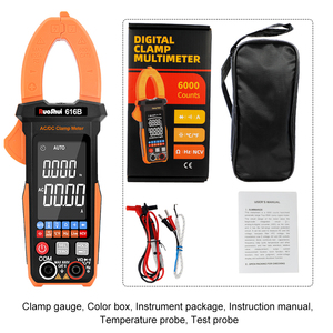 Ruoshui 616B Pantalla grande Pantalla inversa VICTOR Clamp Meter 6000 Count DCV ACV DCA ACA Ohm Cap Freq Temp Pinza eléctrica - Product Image 6