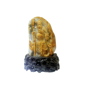 Feng Shui koleksiyonu Guan Gong heykeli servet ve koruma için doğal mermer oyma bitirmek - Product Image 2