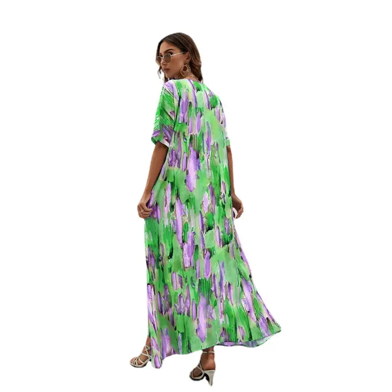 2023 Летние Элегантные повседневные платья из эластичной атласной ткани с цифровым принтом
