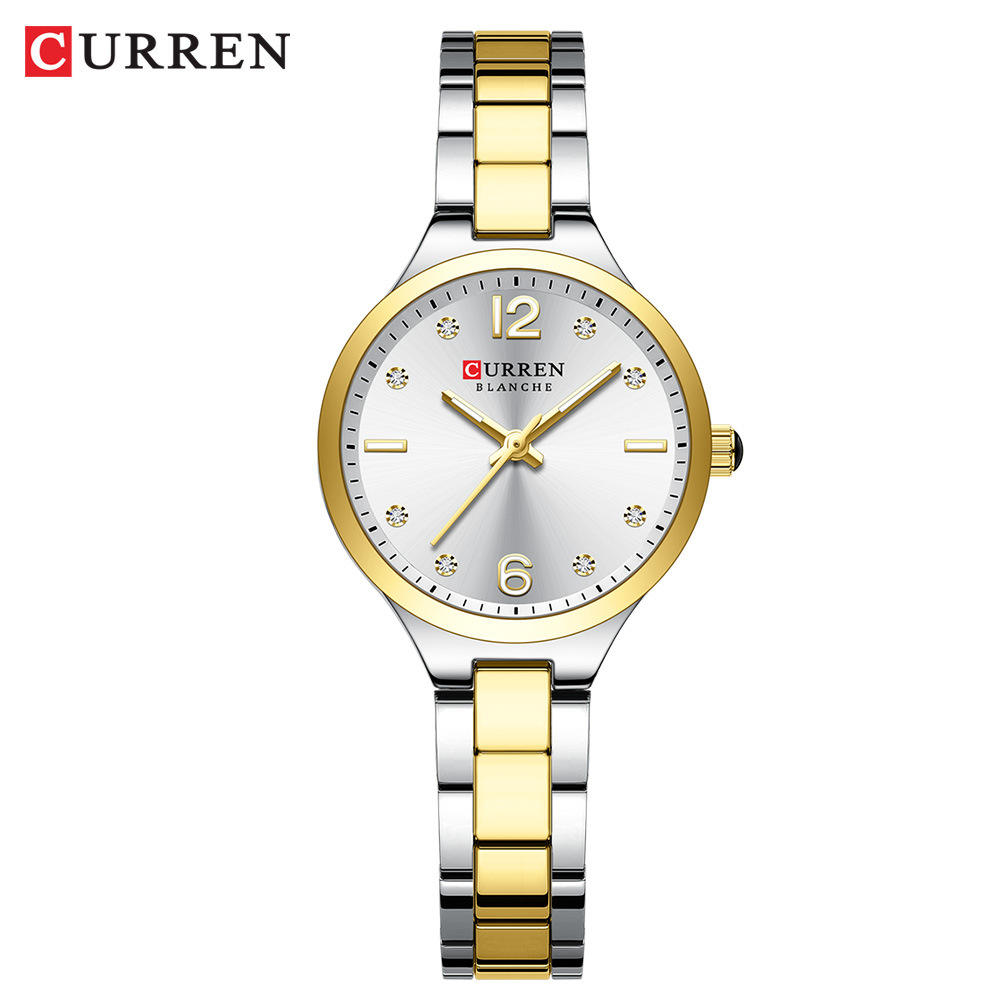 5 white dial silver gold strap