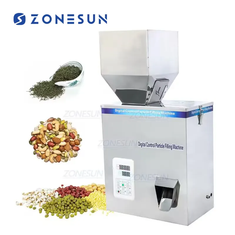 ZONESUN 5-500g الاهتزاز القهوة الفول كيس شاي مسحوق في أكياس صغيرة الحقيبة التلقائي الأرفف وزنها ملء الآلات