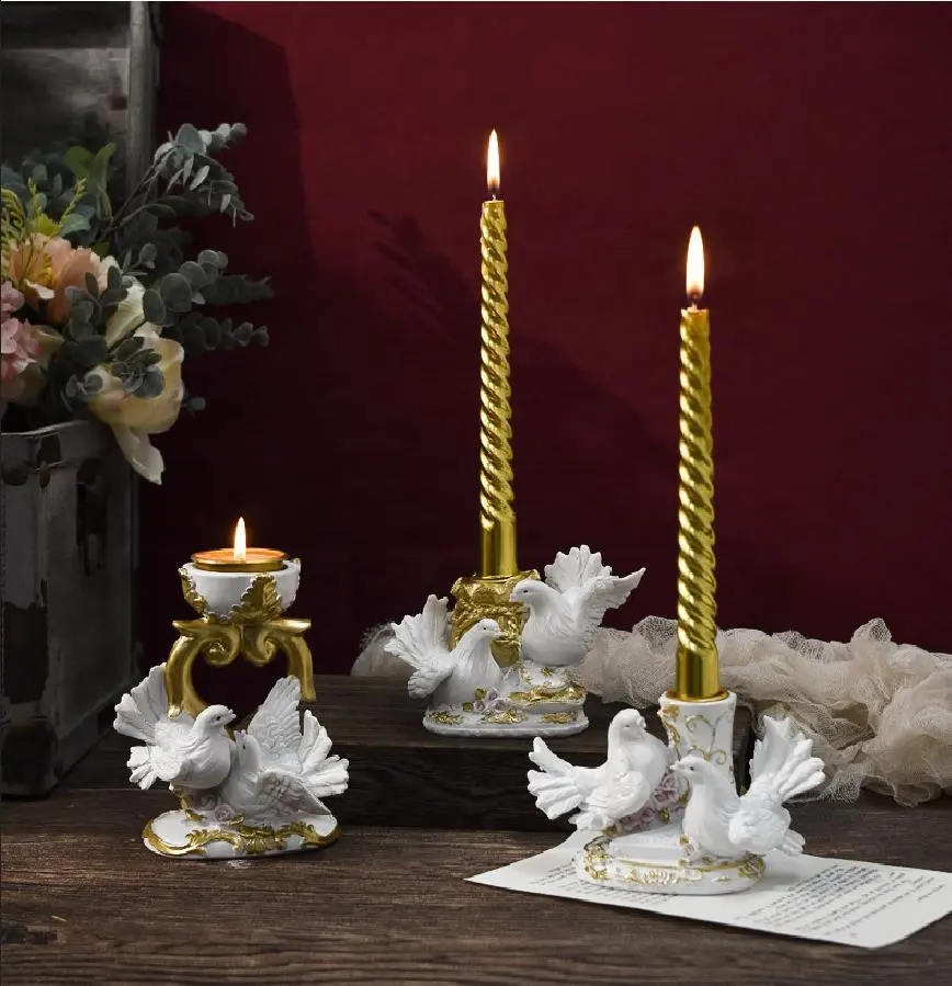 Centros de mesa de resina blanca para decoración de boda, estatua de Paloma, escultura, candelabro, ornamento