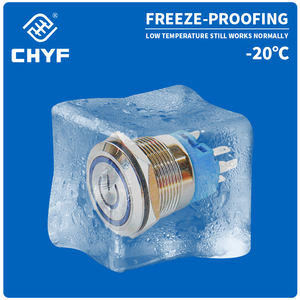 CHYF 12 16 19 22mm Black with Led Momentary Metal Pushbutton on off Switch CE ROHS IP67 Metal Push Button Switch with Connector - Product Image 4