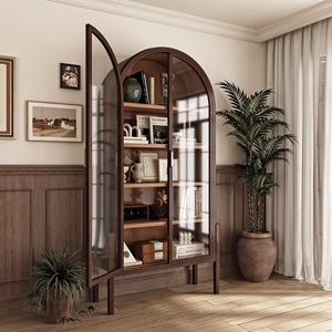 Nordic bak buku kayu padat dapat disesuaikan abad pertengahan dengan pintu kaca lemari anggur penyimpanan untuk ruang tamu Perancis - Product Image 4