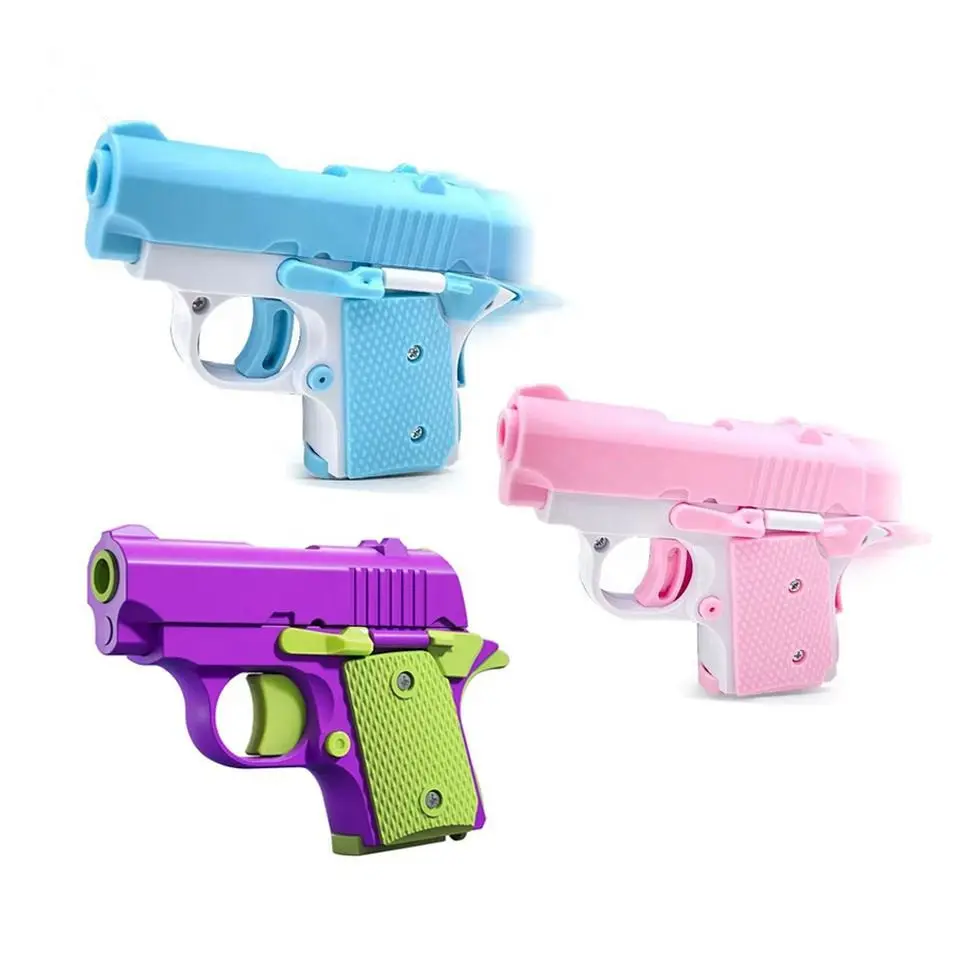Оптовая продажа, 2023 новый дизайн, 3D-печать, небольшой пластиковый мини-игрушечный пистолет для снятия стресса, игрушечный пистолет для детей