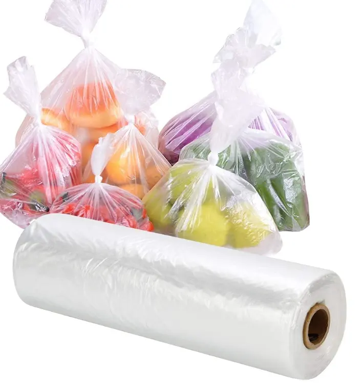 Custom Produce Vegetable Roll Bag Embalagem HDPE Clear Grocery Plastic Bags on Roll for Supermarket Food Industry