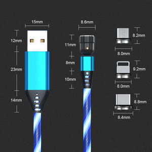 Hot Sale 2m 540 Degree Rotating 3 <strong>in</strong> <strong>1</strong> Fast Charging Cable Light Emitting Flow USB Magnetic Charging Data Cable - Product Image 6