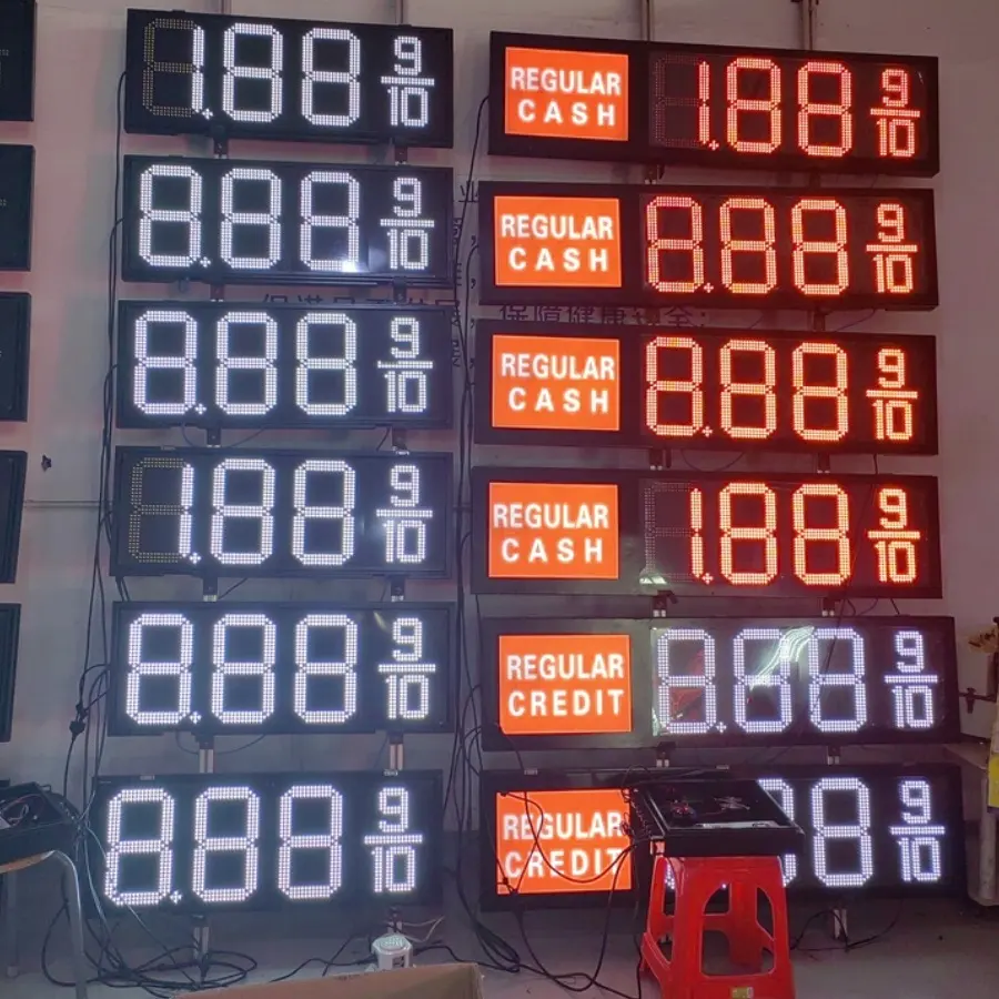 Placa de sinalização digital com pontos para posto de gasolina, número de exibição digital para posto de gasolina
