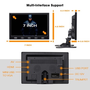 IPoster 7in LCD HDCCTVモニターPCIPSスクリーンHDM AV/RCA VGA入力スピーカー付きCCTV監視モニター - Product Image 4