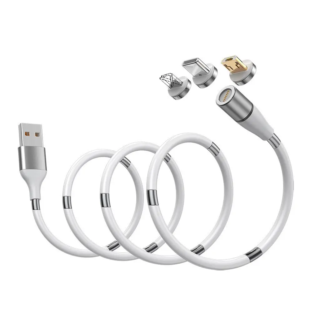 Factory Wholesale Magnetic Storage USB Cable 3 Ports 3A Micro USB Type C Data Cable For Samsung Xiaomi Mobile Phone