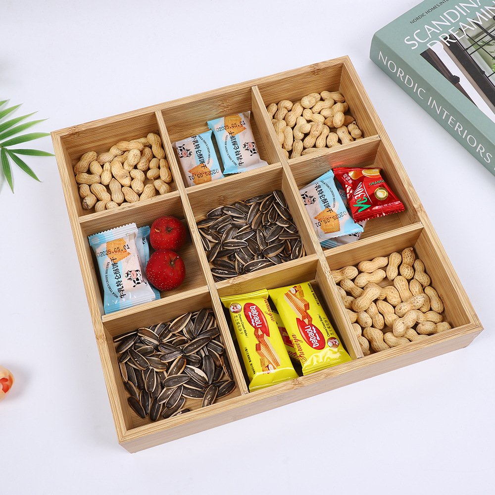 Caja de frutos secos de nueve compartimentos, 30*30*5CM