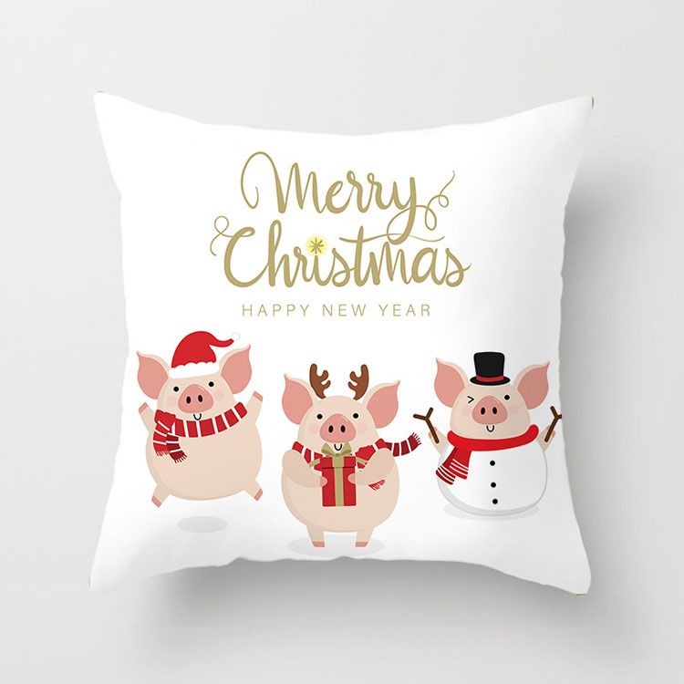 Factory Direct Nordic Style Cushion Cover Custom Christmas Deer Print Cushion Cover