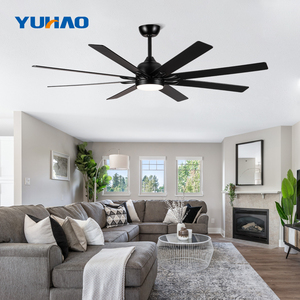 Dekoratif 62 inç led tavan vantilatörü ışık ile 8 siyah ABS bıçakları 3 renk akıllı kontrol ile LED aydınlatma dim tavan vantilatörü - Product Image 6