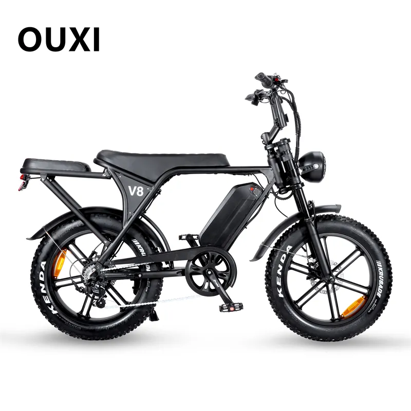 Elektrische Fiets Volwassenen 20-Inch Mountain E Bikes Ouxi V8 Met Geïntegreerde 500W Lithium Batterij Dikke Band Schijfrem 15ah Batterij