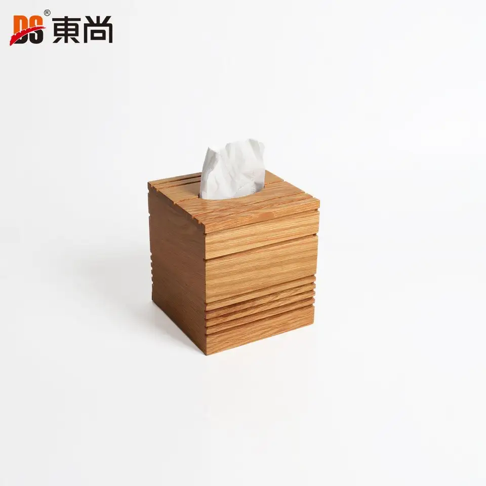 Fabricant professionnel carré en bois bureau couvercle serviette organisateur conteneur boîte à mouchoirs en bois