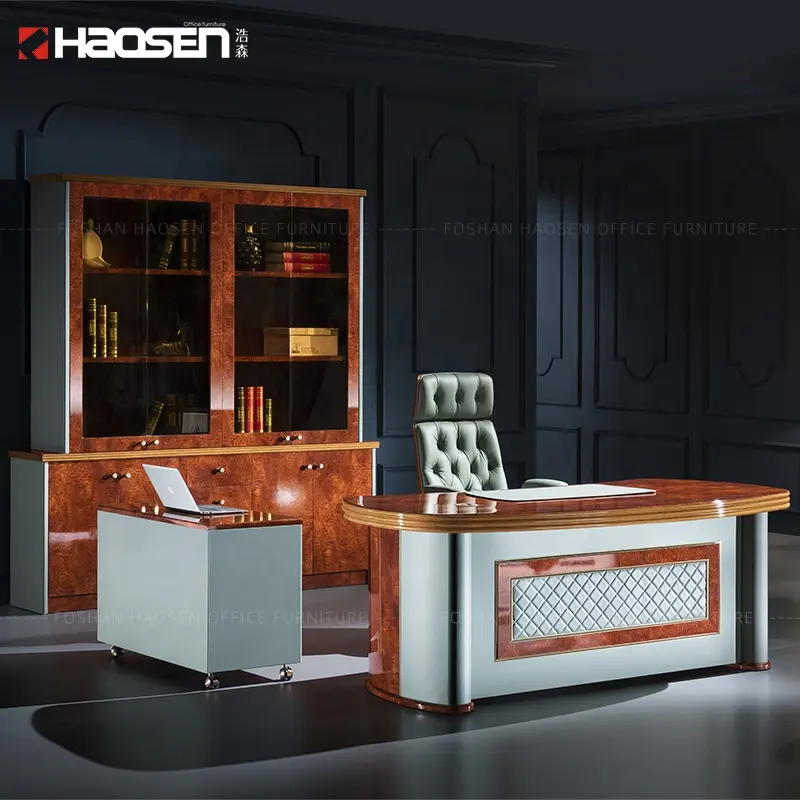 Bureau de luxe en PU MDF classique, de style italien, mobilier de bureau, pour vente