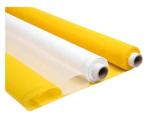 Tela de malla de red de impresión de poliéster 100% de tejido liso Amarillo Blanco de fabricación para impresión de seda