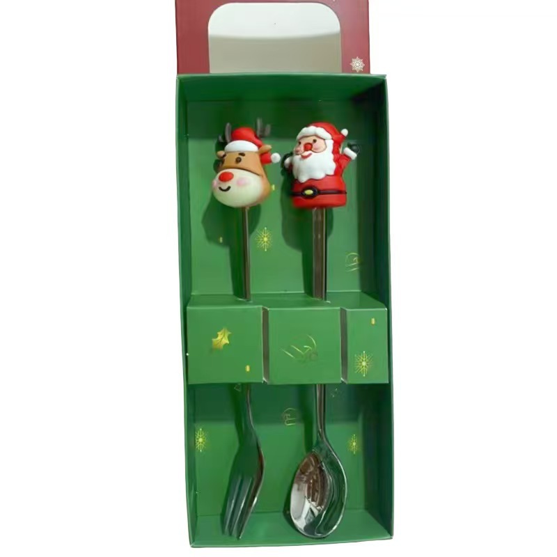 Fourchette cuillère argent 2 pièces mixte boîte rouge-père élan