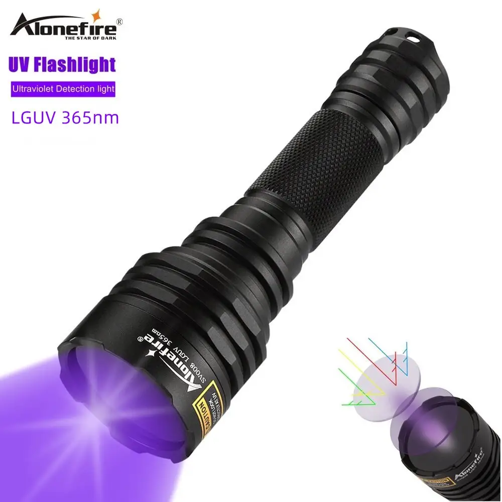 Zonefire SV008 LGUV 365nm torcia a raggi ultravioletti ad alta potenza Blacklight rilevatore di macchie di urina per animali domestici Scorpion Hunting Curing Light