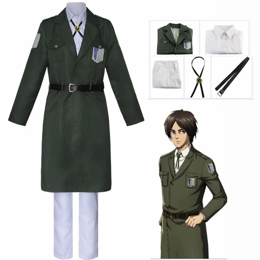 Attack on Titan Costume Cosplay Shingek No Kyojin Scouting Legion Soldier Coat Trench Jacket Uniform Men Halloween Outfit