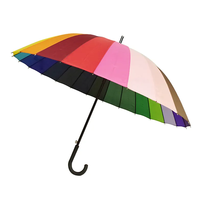 High Quality Custom Design 24 RIbs Big Size Windproof Rainbow Umbrella