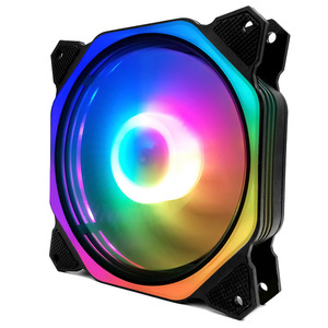 Fresco Luna Cubo di Rubik 2 case fan 12cmRGB cambia colore doppio anello poligono DEL COMPUTER LED led causa principale fan