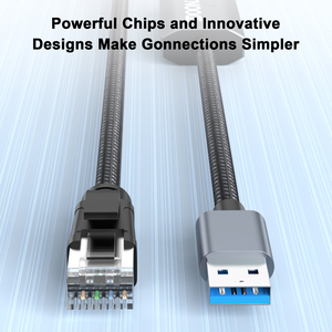 USB 3.0型RJ45网络互联网局域网适配器直接连接千兆铝编织以太网电缆，用于计算机USB - Product Image 3