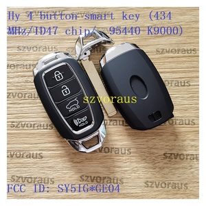 Hyundai 4 düğme akıllı anahtar için yüksek kalite (434 MHz/ID47 çip/95440-K9000) akıllı uzaktan araba anahtarı akıllı anahtar Fob - Product Image 2
