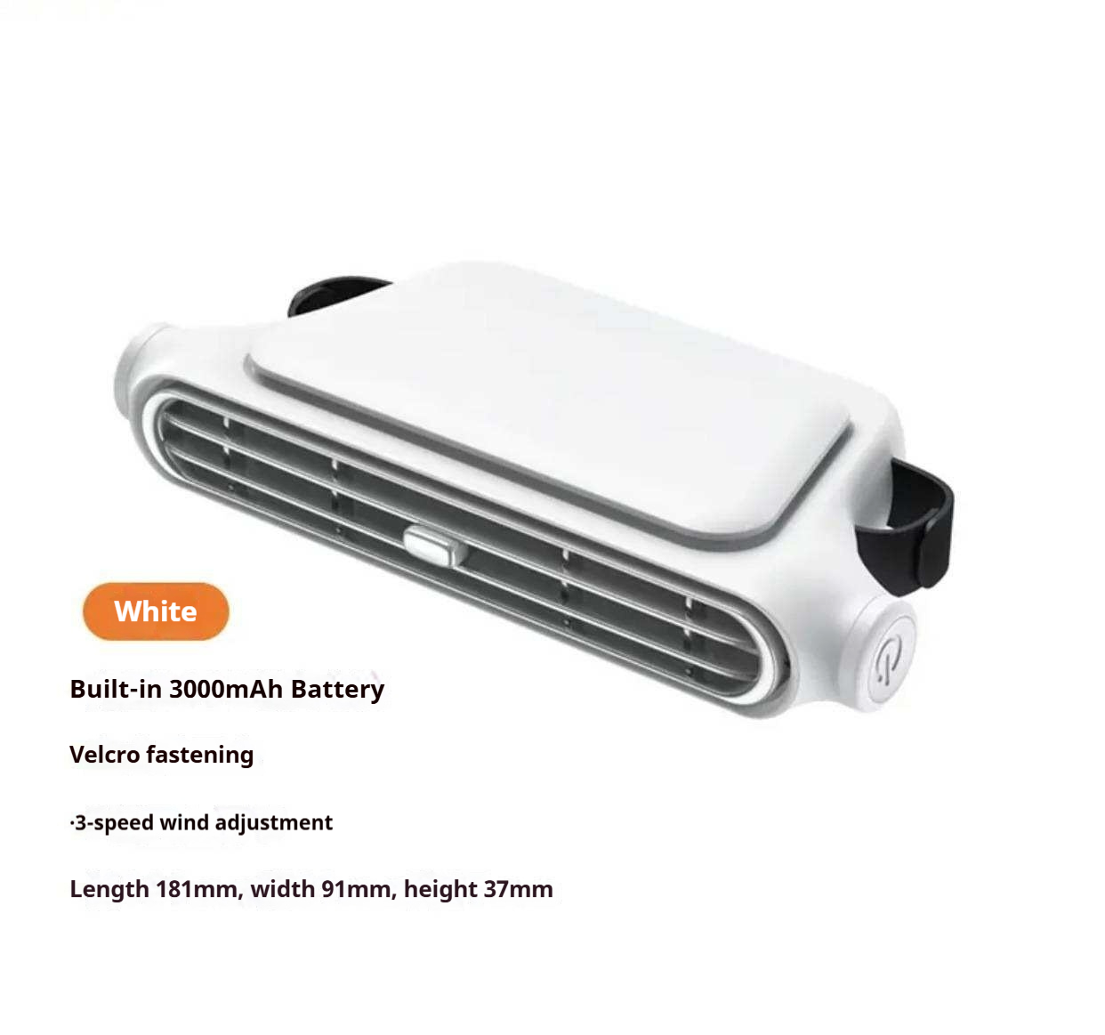 Klx05 white-3000mah battery-car seat fan
