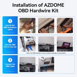 AZDOME 24 saat Mini Mico tipi C portları 5V 2.5A araba şarj kablosu OBD Hardwire kordon Dash kamera kamera için 3.5 metre araç DVR - Product Image 5