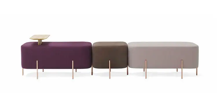 Tabouret de canapé en tissu de lin, avec cadre en acier inoxydable, de haute qualité, oem, nouveau produit