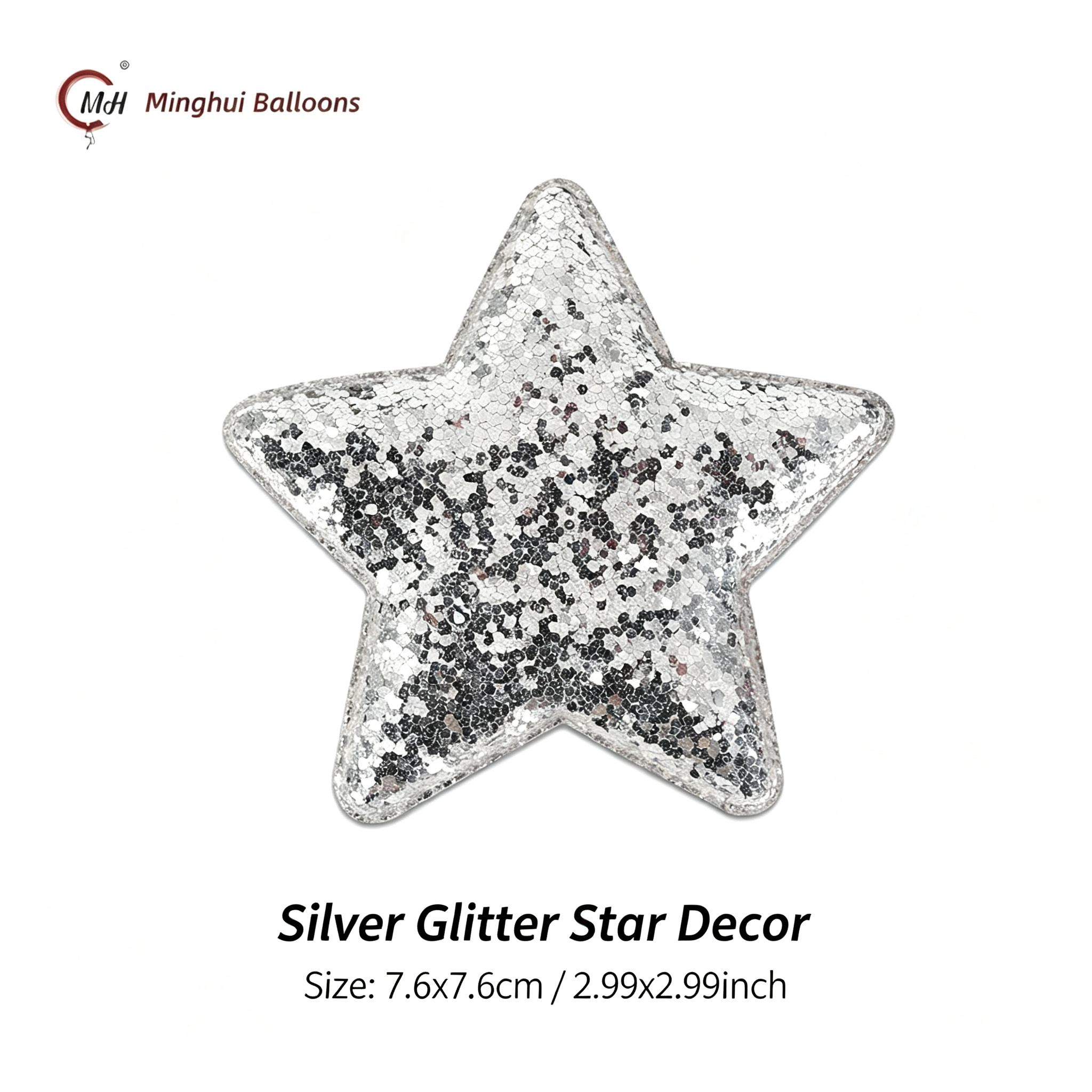 Decorazione con stella glitterata argento