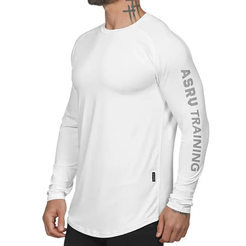 Camiseta para hombre American Youth suelta cuello redondo manga larga correr ropa de secado rápido entrenamiento deportes camisa de fondo