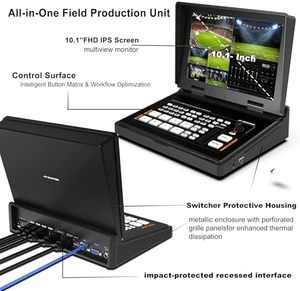 Cho thiết bị phát trực tiếp AVMATRIX H4Plus màn hình 10.1 inch FHD, thiết bị trộn video đa camera Shark, bộ chuyển đổi 4 kênh Radio <span class=keywords><strong>TV</strong></span> - Product Image 3