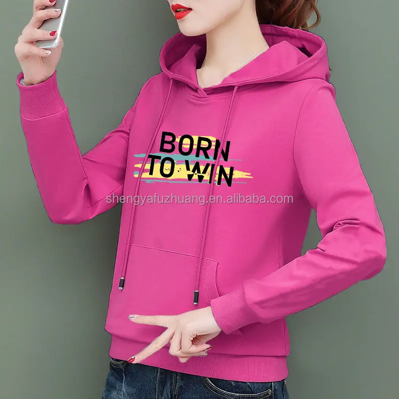 Women's baggy hoodies In-Stock Printing Cotton Short Hoodie Sweatshirts Women's Top korean fashion hoodies