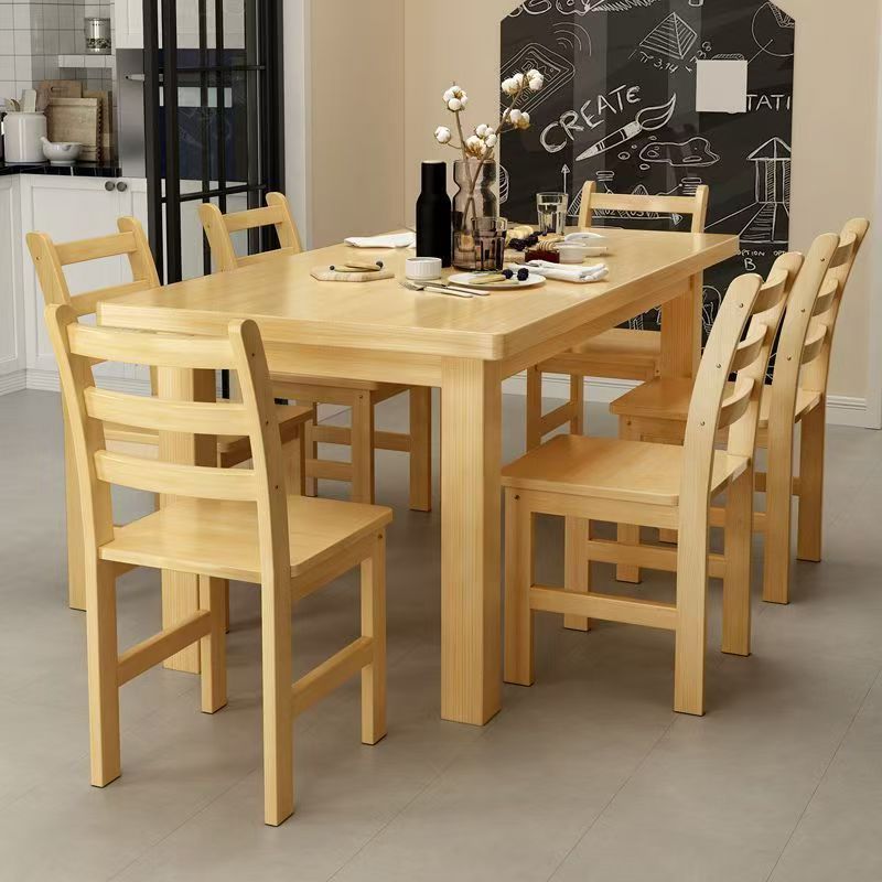 130*75*75cm pine table with 6 chairs