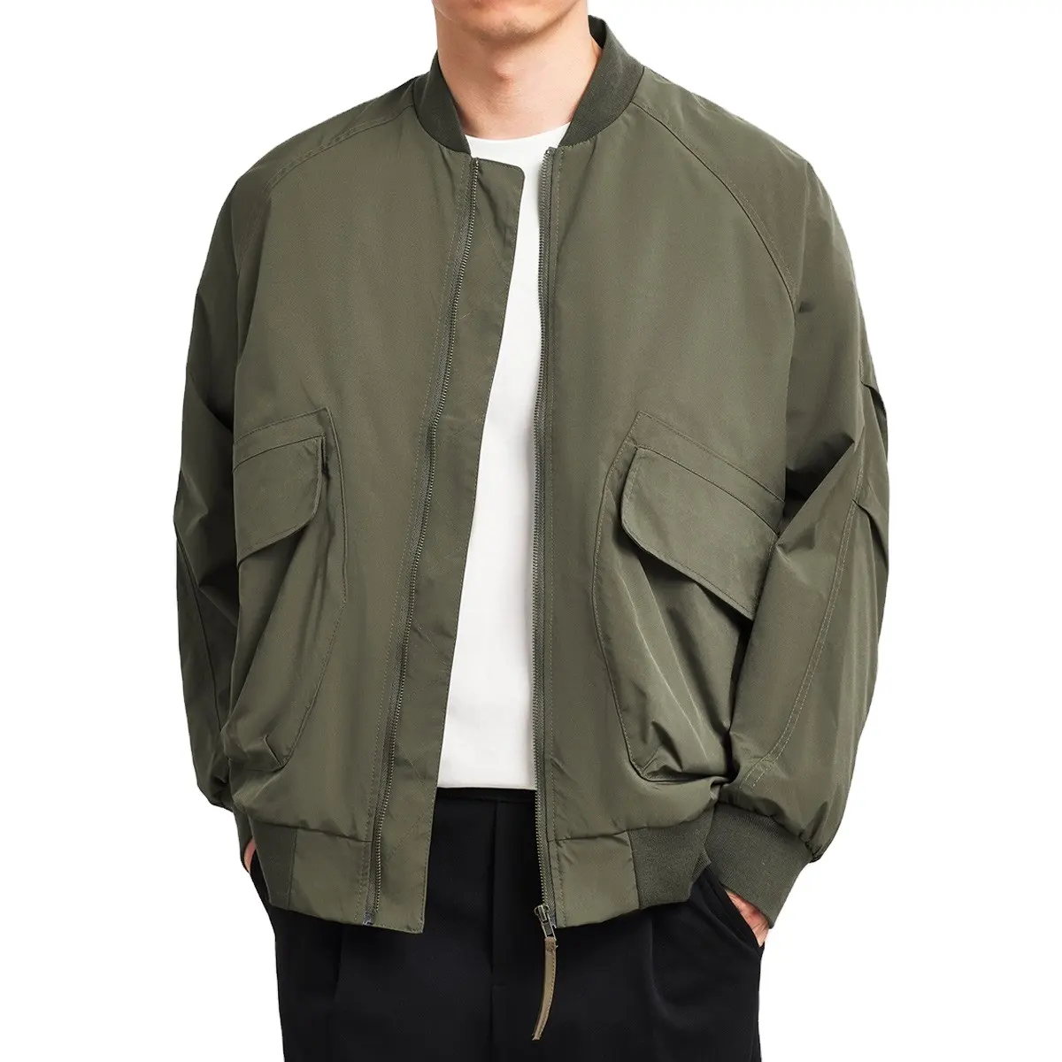 OEM ODM giacca personalizzata autunno colletto alla coreana tasche Multiple giacca a vento giacca Bomber per uomo