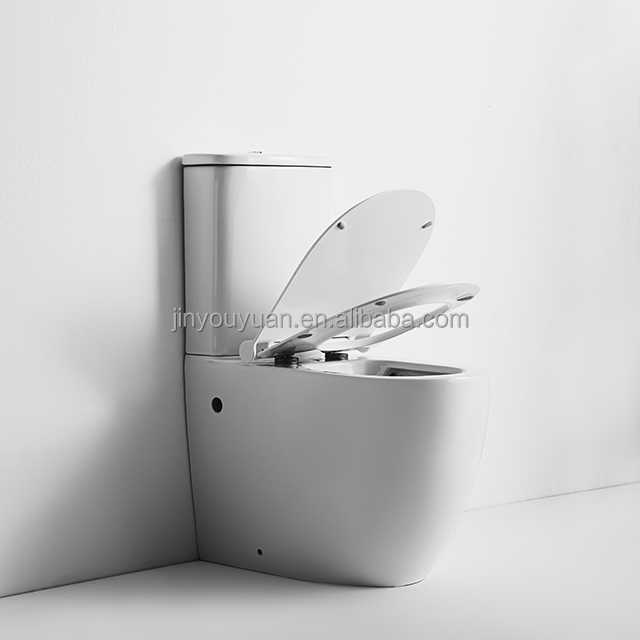 UK Market Modern Design Hot Sale Round Design D Shape Rimless Flush Washdown Bathroom 2 Pcs Toilet Water Closet