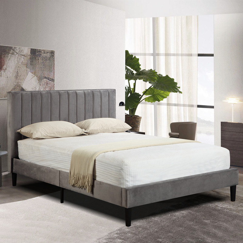 Bedroom Furniture Queen Size upholstery Bed Wooden Double Bed Bases Frame For Full Size