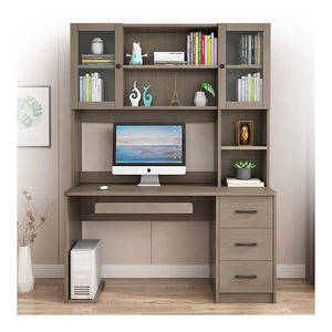 Mesa de estudio de madera directa de fábrica con 3 cajones y estantería, escritorio de ordenador portátil para el hogar - Product Image 1