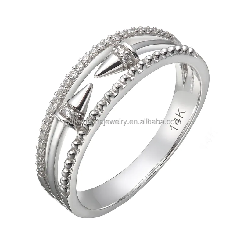 Di alta qualità 9Kt 10Kt 14Kt 18Kt oro bianco massiccio diamante anello di nozze anelli di fidanzamento ragazze donne alta gioielli all'ingrosso