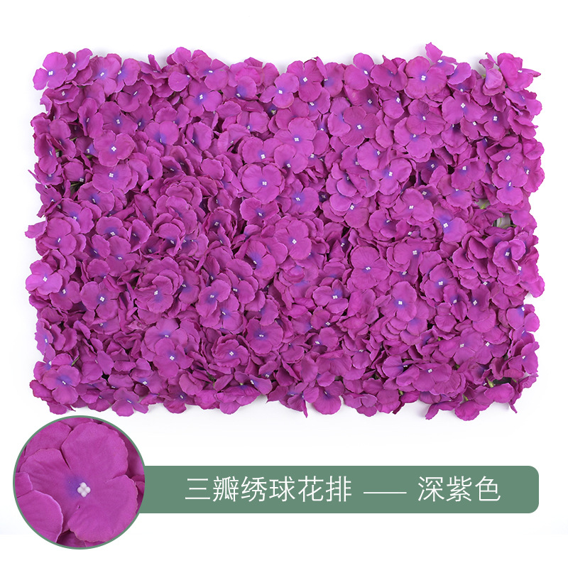 Rangée d'hortensia à trois pétales-violet foncé