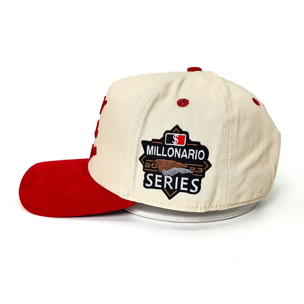 Logo ricamo personalizzato di alta qualità berretto da Baseball in pelle scamosciata a 5 pannelli Logo in rilievo sul berretto Snapback a tesa berretto ricamo 3d personalizzato