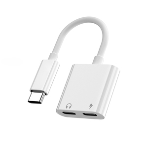 2合1 USB C至Type-C音频适配器3.5毫米连接器DC输出耳机充电辅助电缆三星小米插件连接 - Product Image 2